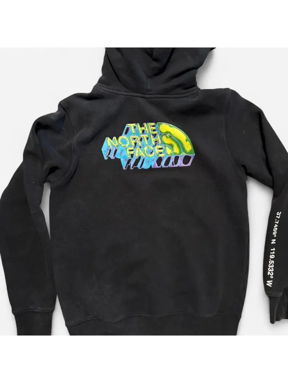 The North Face black hoodie faded